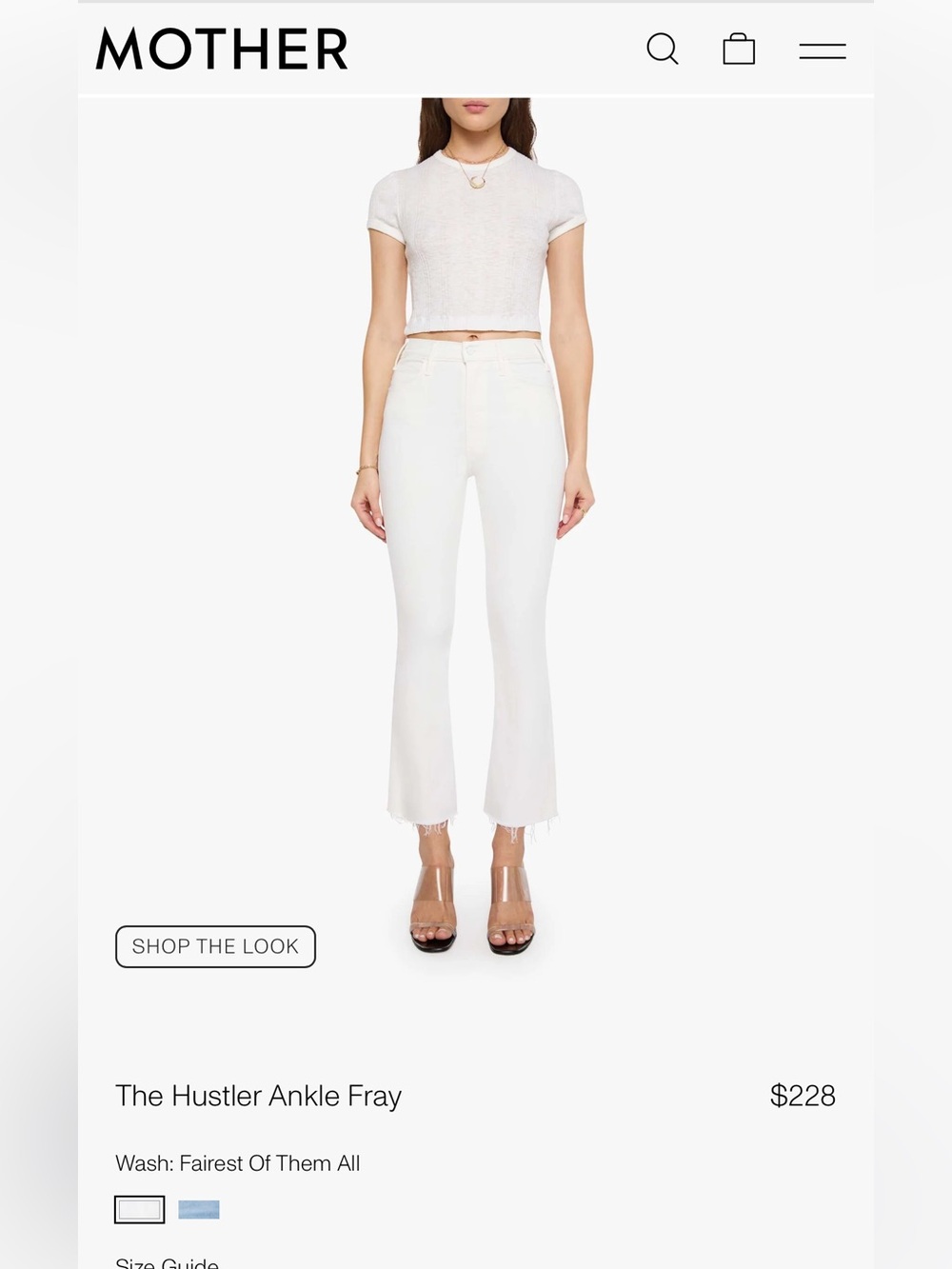 MOTHER White Ankle Fray Jeans